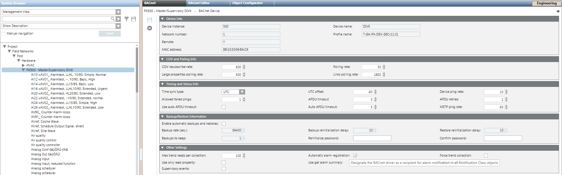 Desigo Automation in System Browser